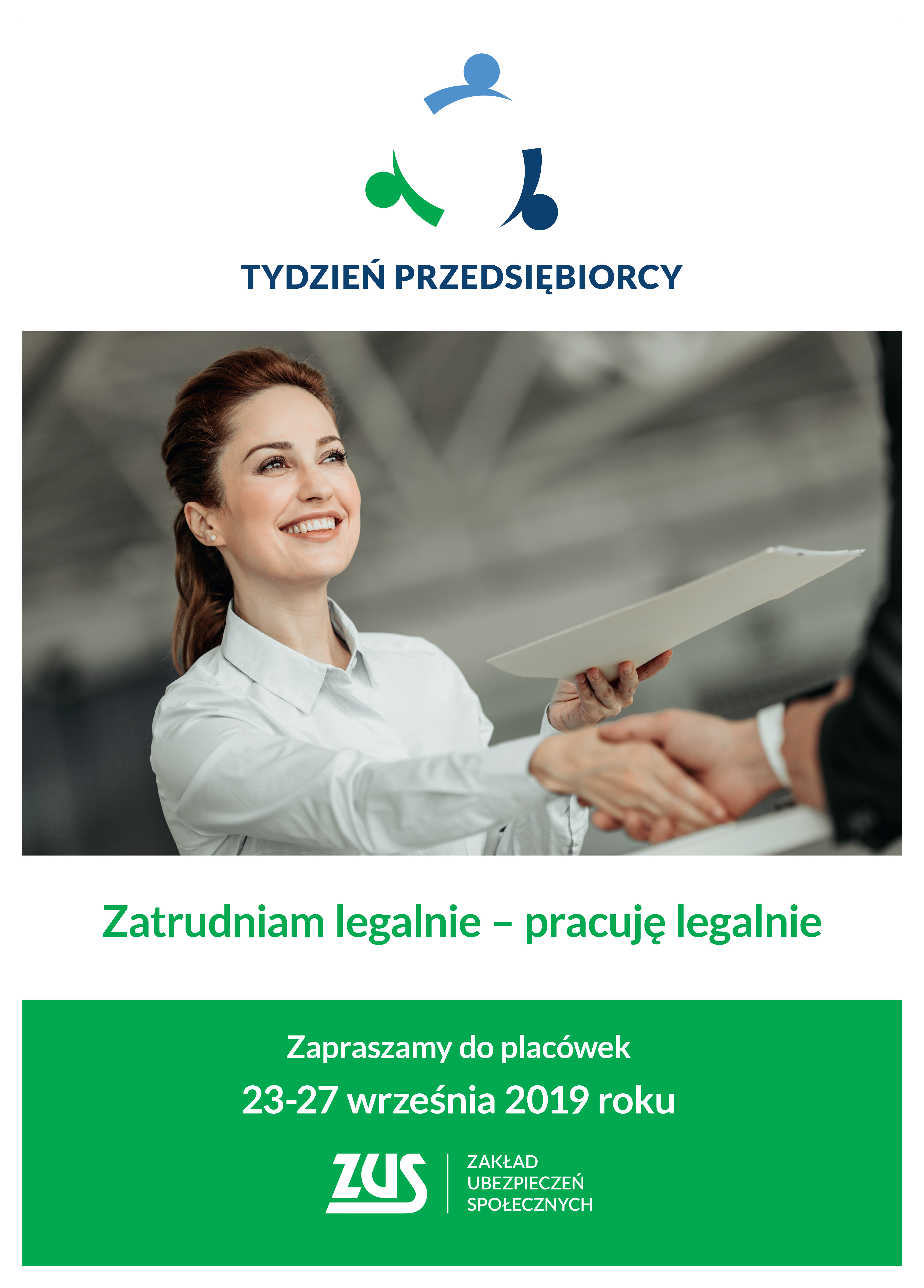 plakat mówiący o Tygodniu Przedsiębiorcy w dniach 23 września do 27 września 2019 roku